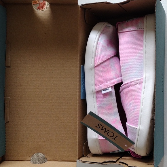 TOMS' Alpargata Neon Pink Multi Tie Dye Twill. Sz Y13 - Picture 5 of 8